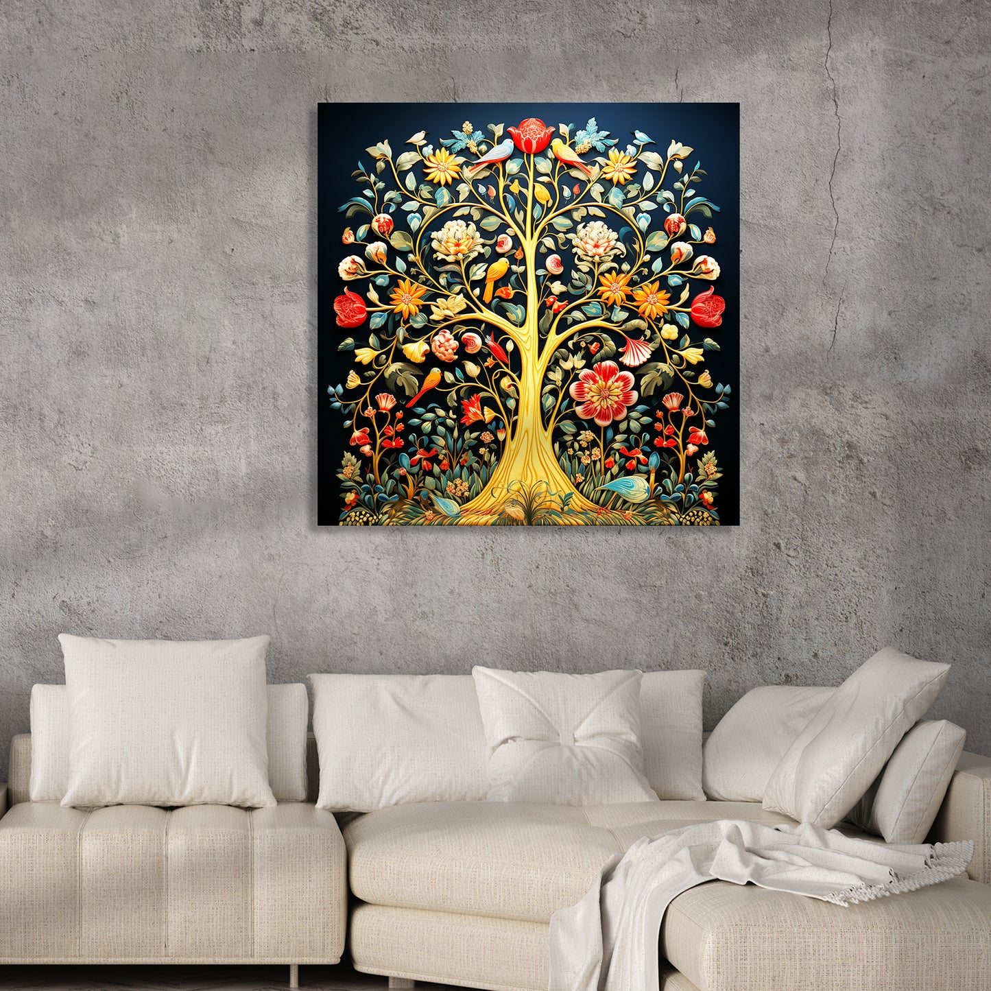 Modern Vibrant Tree Art Canvas Print for Living Room Bedroom Home and Office Wall Decor