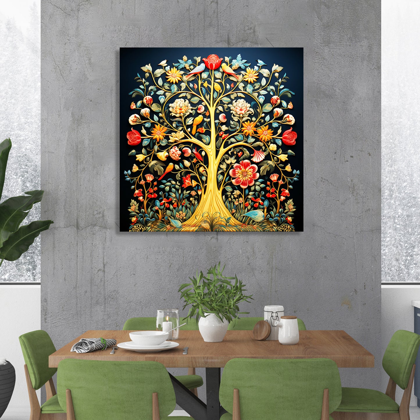 Modern Vibrant Tree Art Canvas Print for Living Room Bedroom Home and Office Wall Decor