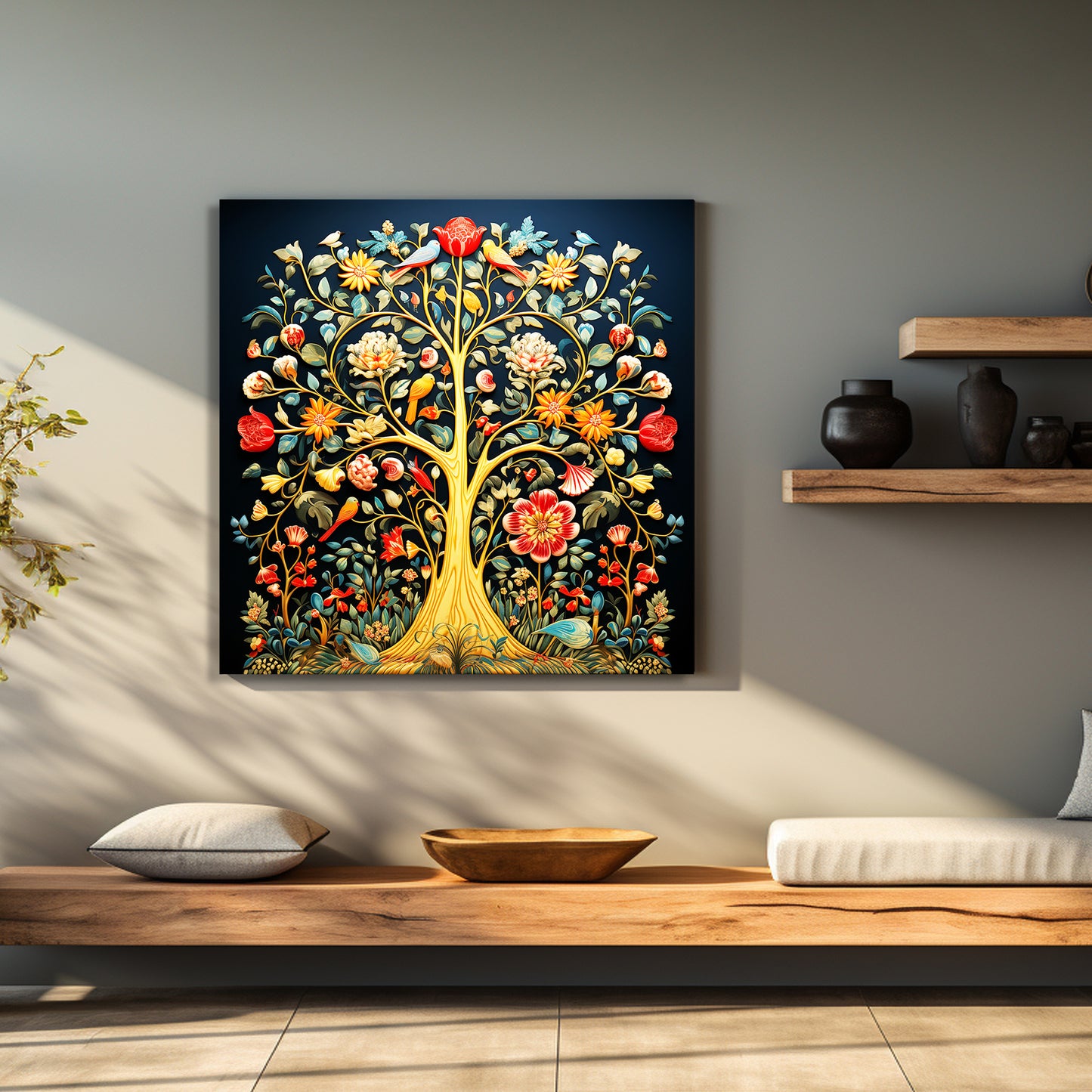 Modern Vibrant Tree Art Canvas Print for Living Room Bedroom Home and Office Wall Decor