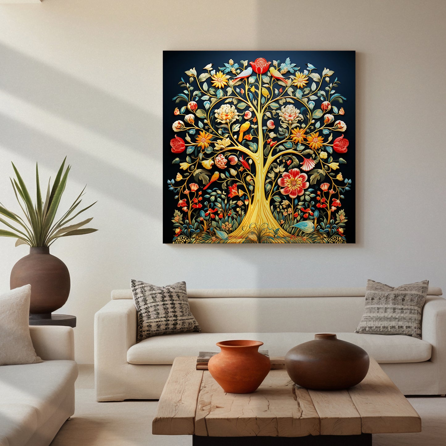 Modern Vibrant Tree Art Canvas Print for Living Room Bedroom Home and Office Wall Decor