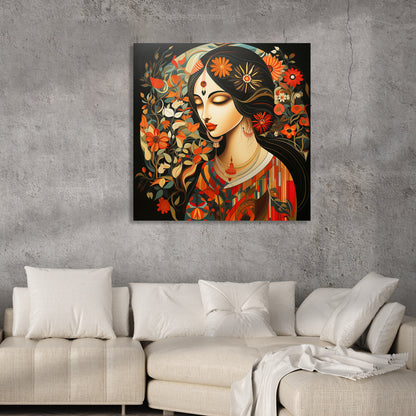 Beautiful Indian Woman Art Canvas Print for Living Room Bedroom Home and Office Wall Decor