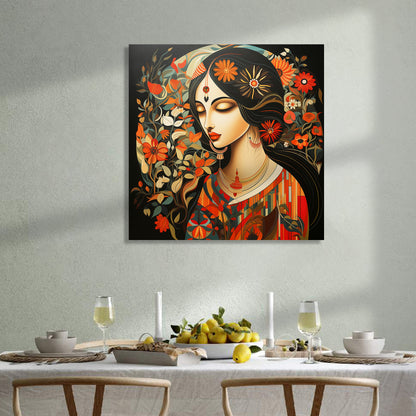 Beautiful Indian Woman Art Canvas Print for Living Room Bedroom Home and Office Wall Decor