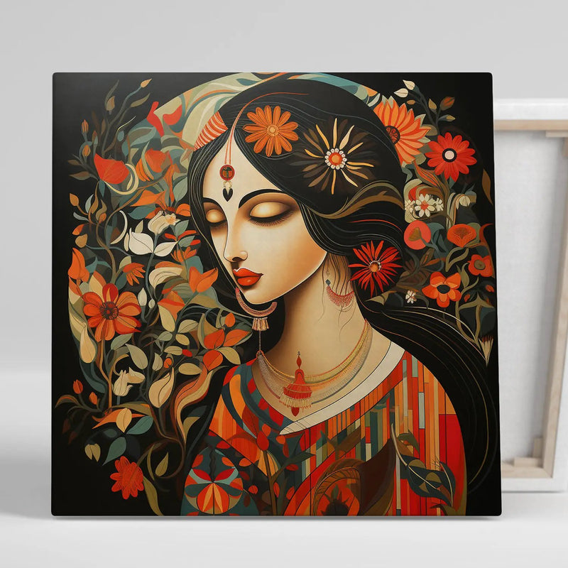Beautiful Indian Woman Art Canvas Print for Living Room Bedroom Home and Office Wall Decor