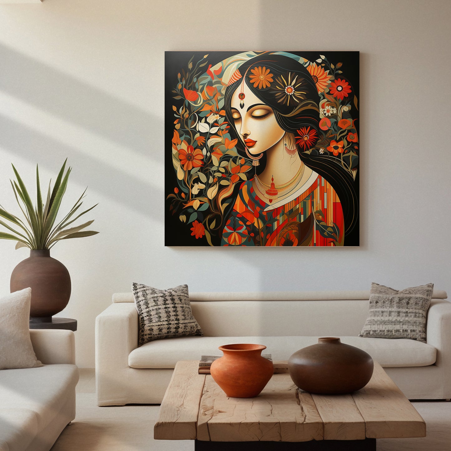 Beautiful Indian Woman Art Canvas Print for Living Room Bedroom Home and Office Wall Decor