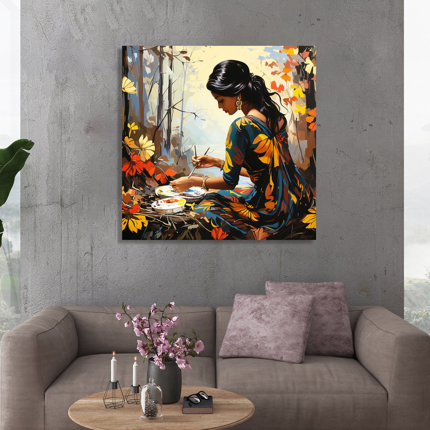 Beautiful Indian Woman Art Canvas Print for Living Room Bedroom Home and Office Wall Decor