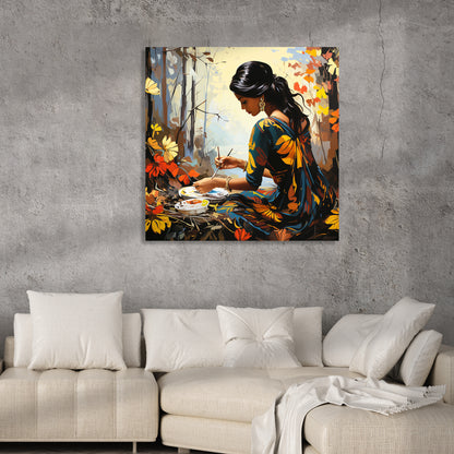 Beautiful Indian Woman Art Canvas Print for Living Room Bedroom Home and Office Wall Decor