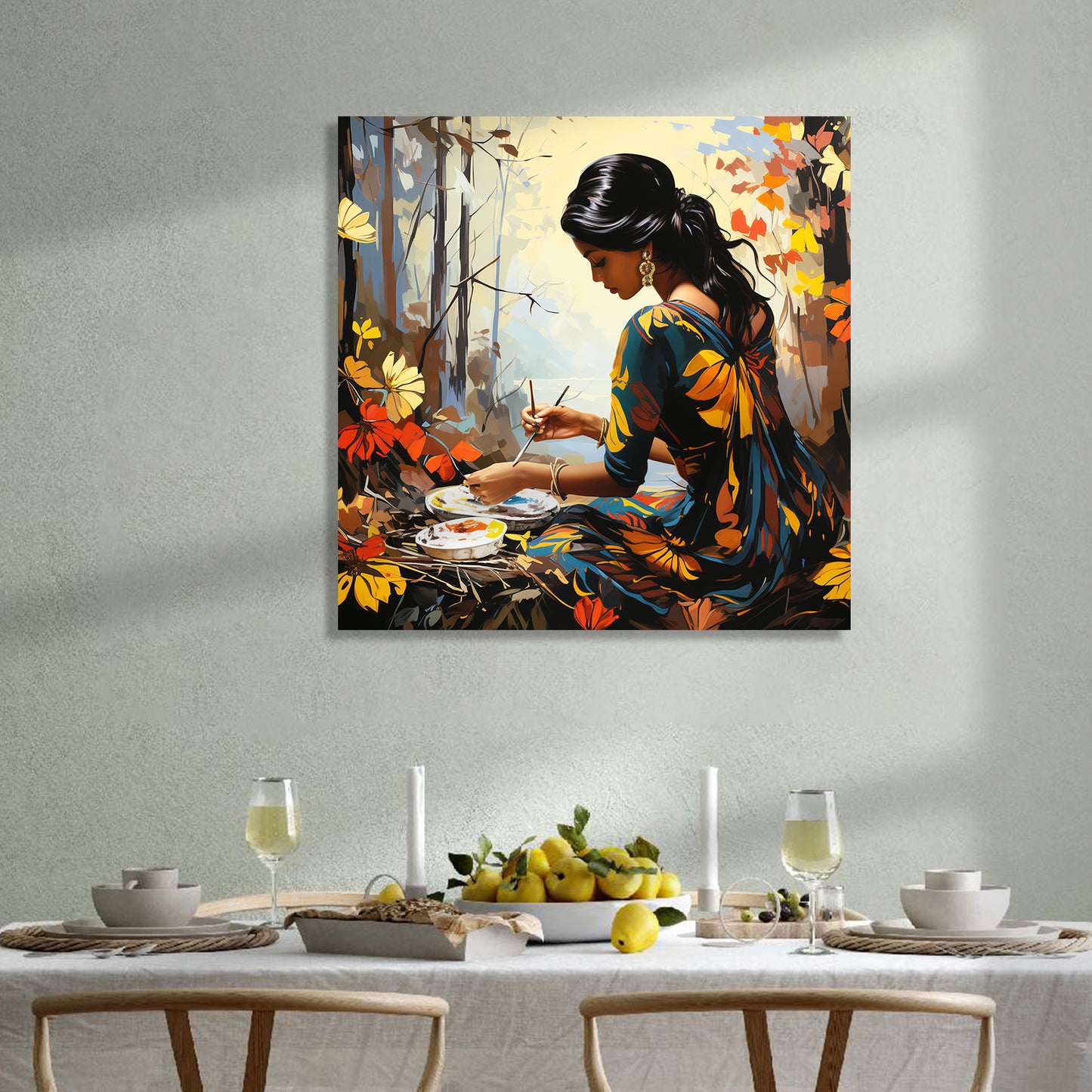 Beautiful Indian Woman Art Canvas Print for Living Room Bedroom Home and Office Wall Decor