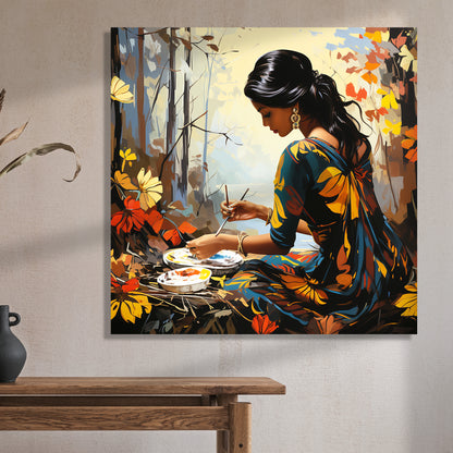 Beautiful Indian Woman Art Canvas Print for Living Room Bedroom Home and Office Wall Decor