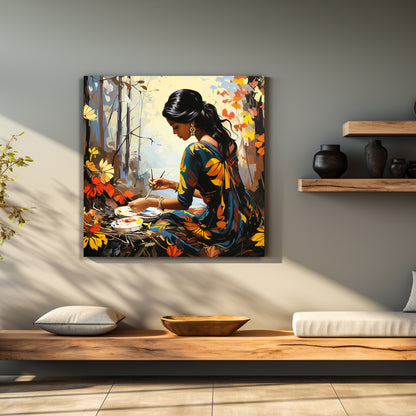 Beautiful Indian Woman Art Canvas Print for Living Room Bedroom Home and Office Wall Decor