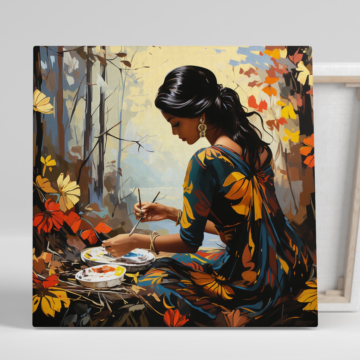 Beautiful Indian Woman Art Canvas Print for Living Room Bedroom Home and Office Wall Decor