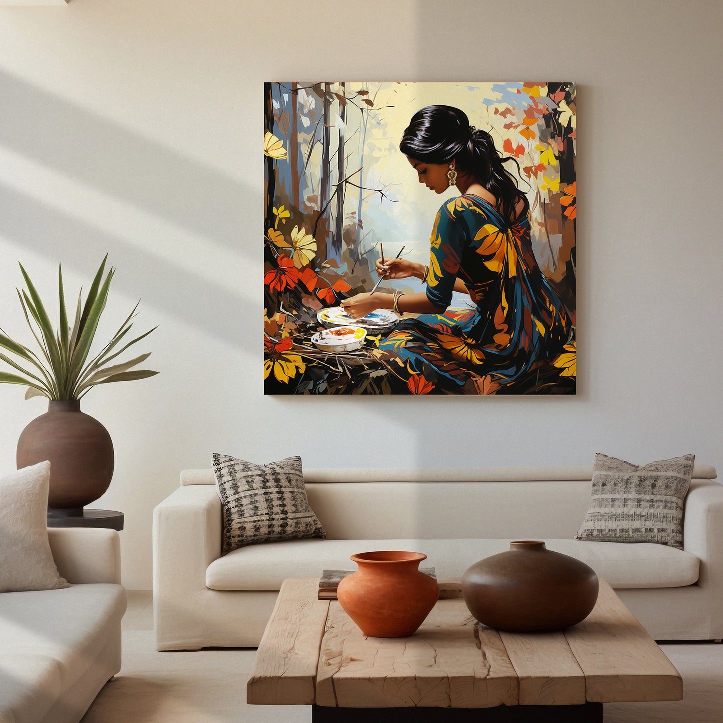 Beautiful Indian Woman Art Canvas Print for Living Room Bedroom Home and Office Wall Decor