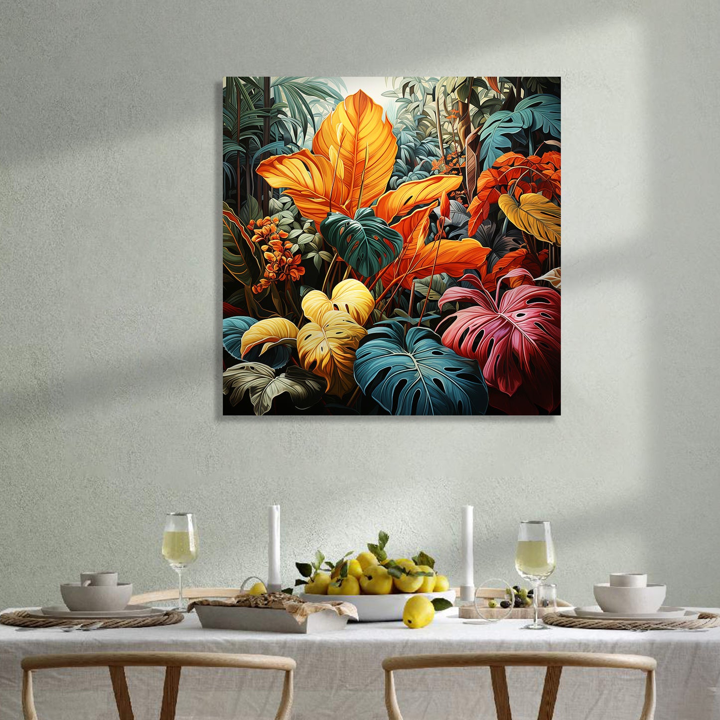 Nature Inspired Vibrant Leaf Canvas Print for Living Room Bedroom Home and Office Wall Decor