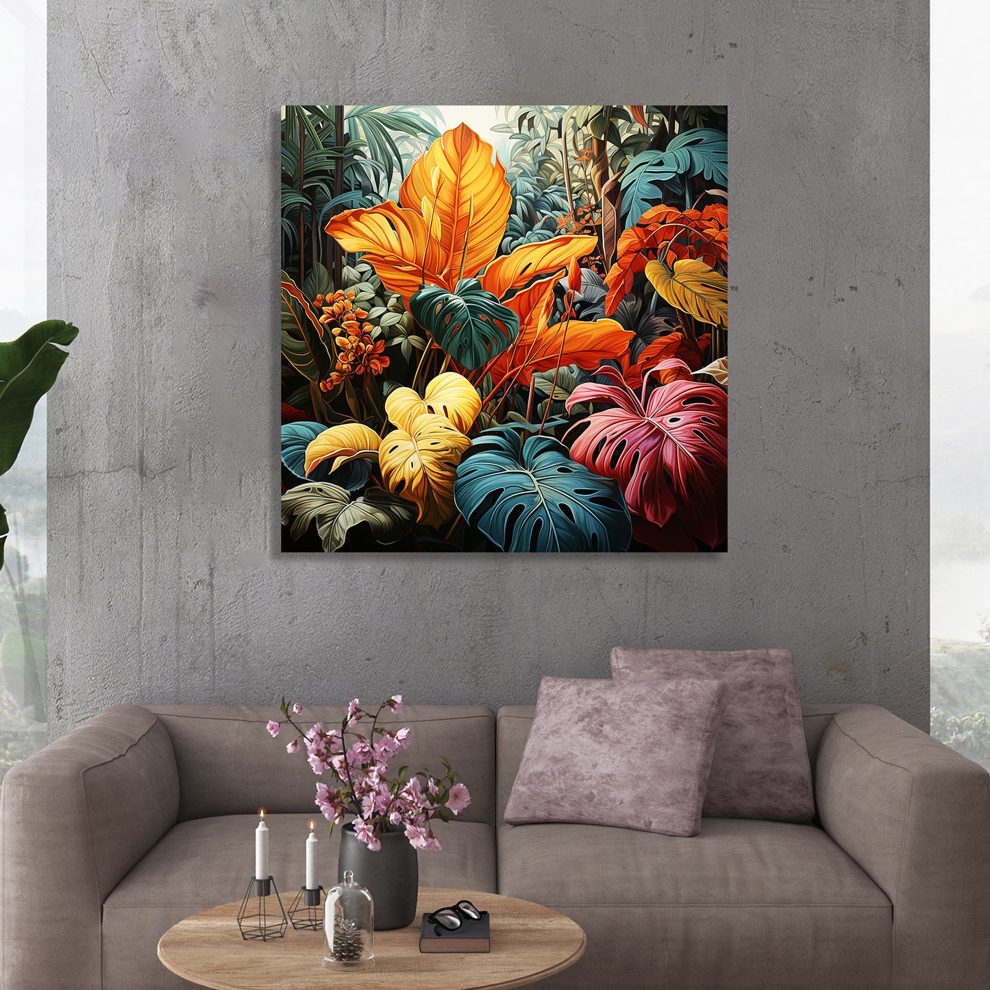 Nature Inspired Vibrant Leaf Canvas Print for Living Room Bedroom Home and Office Wall Decor