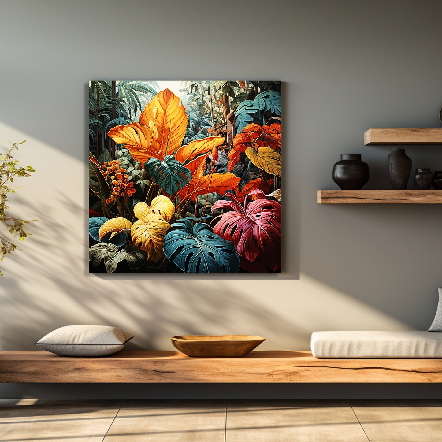 Nature Inspired Vibrant Leaf Canvas Print for Living Room Bedroom Home and Office Wall Decor