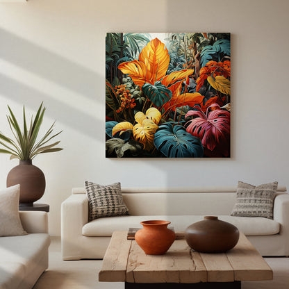 Nature Inspired Vibrant Leaf Canvas Print for Living Room Bedroom Home and Office Wall Decor