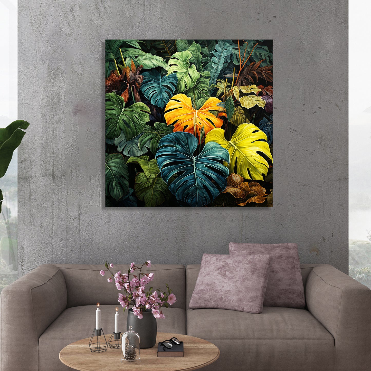 Nature Inspired Vibrant Leaf Canvas Print for Living Room Bedroom Home and Office Wall Decor