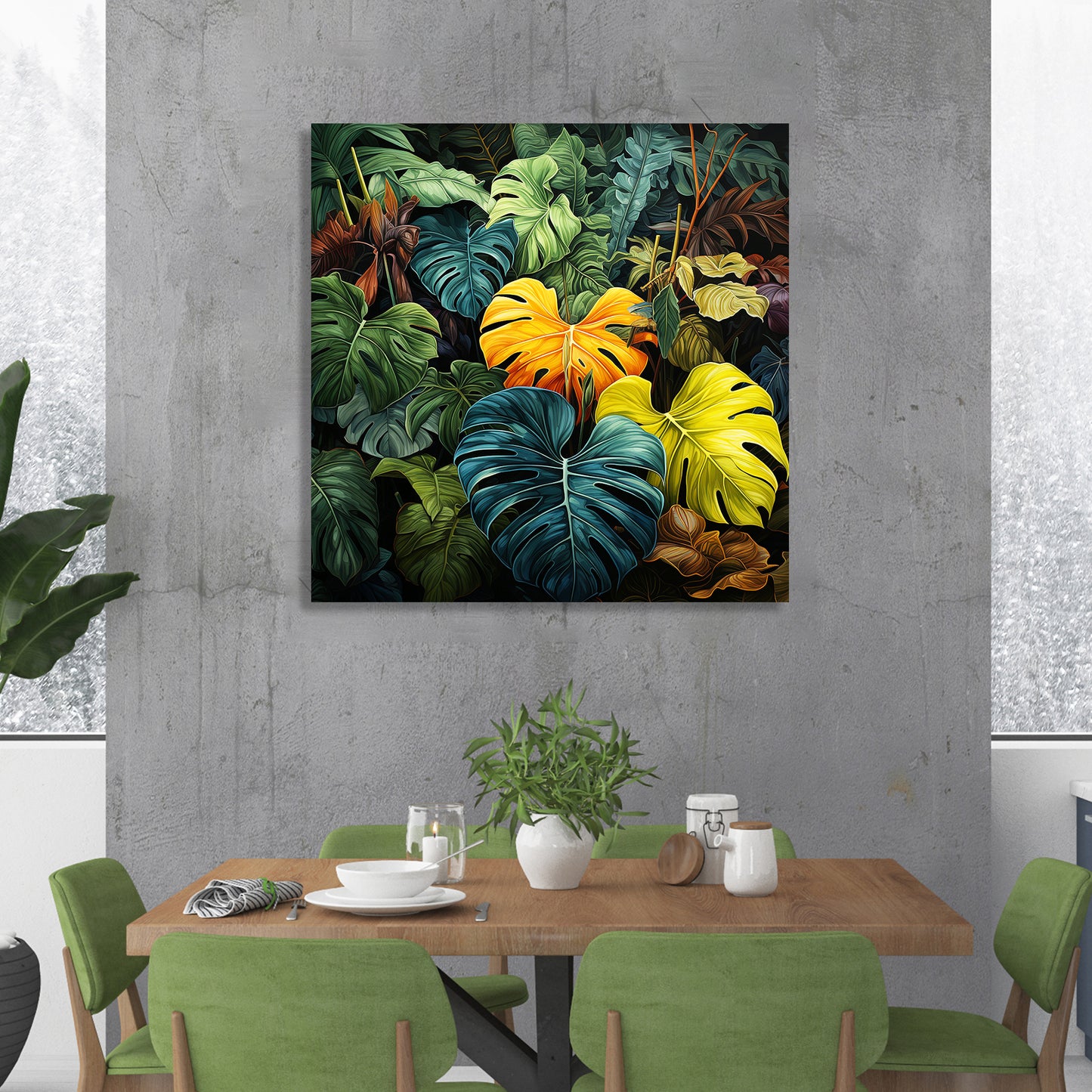 Nature Inspired Vibrant Leaf Canvas Print for Living Room Bedroom Home and Office Wall Decor