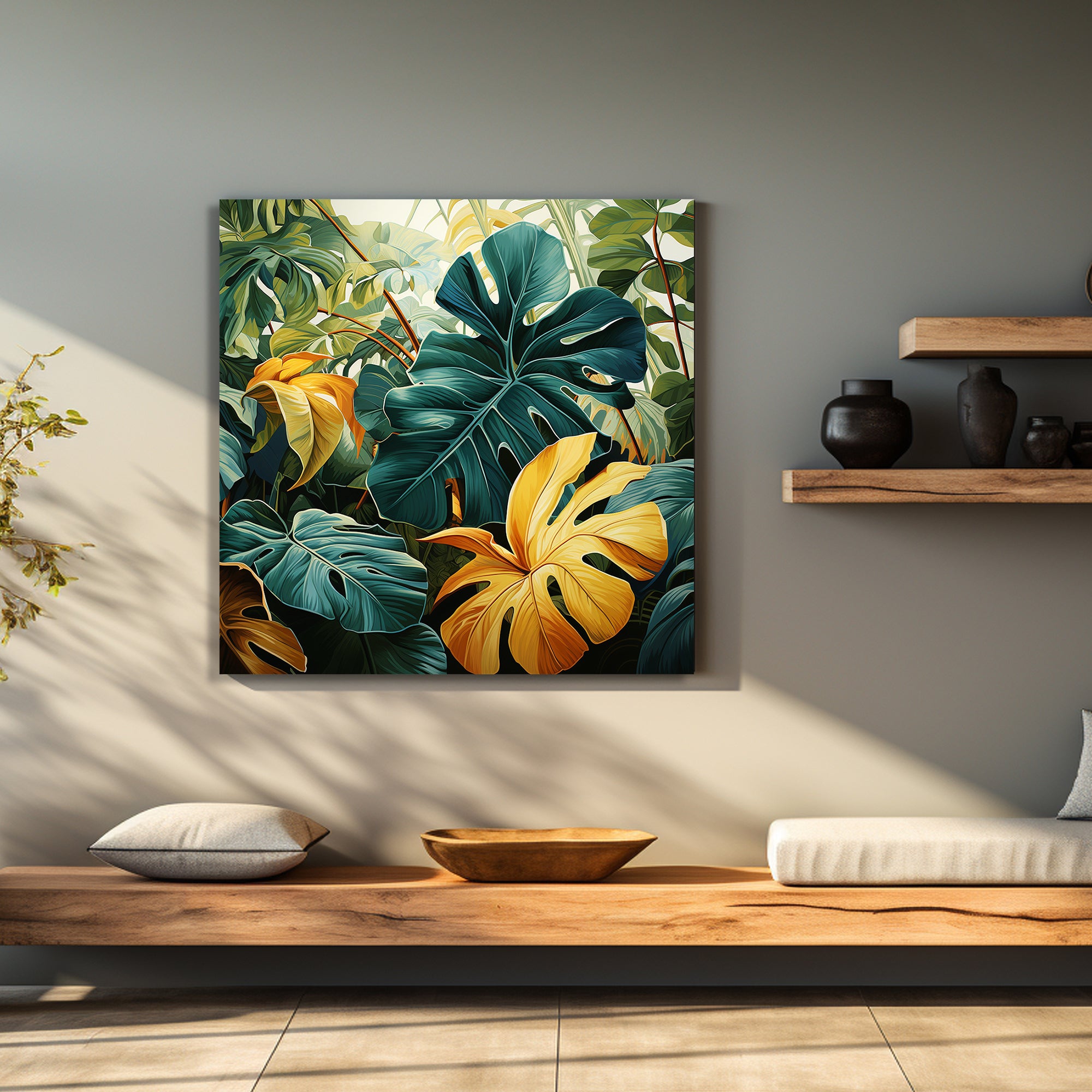 Nature Inspired Vibrant Leaf Canvas Painting for Living Room Bedroom H Kotart