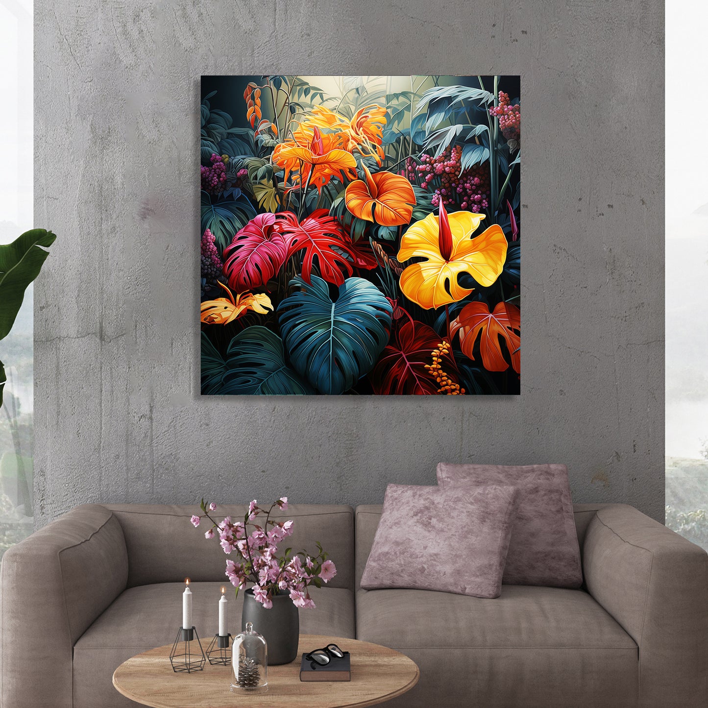 Nature Inspired Vibrant Leaf Canvas Print for Living Room Bedroom Home and Office Wall Decor