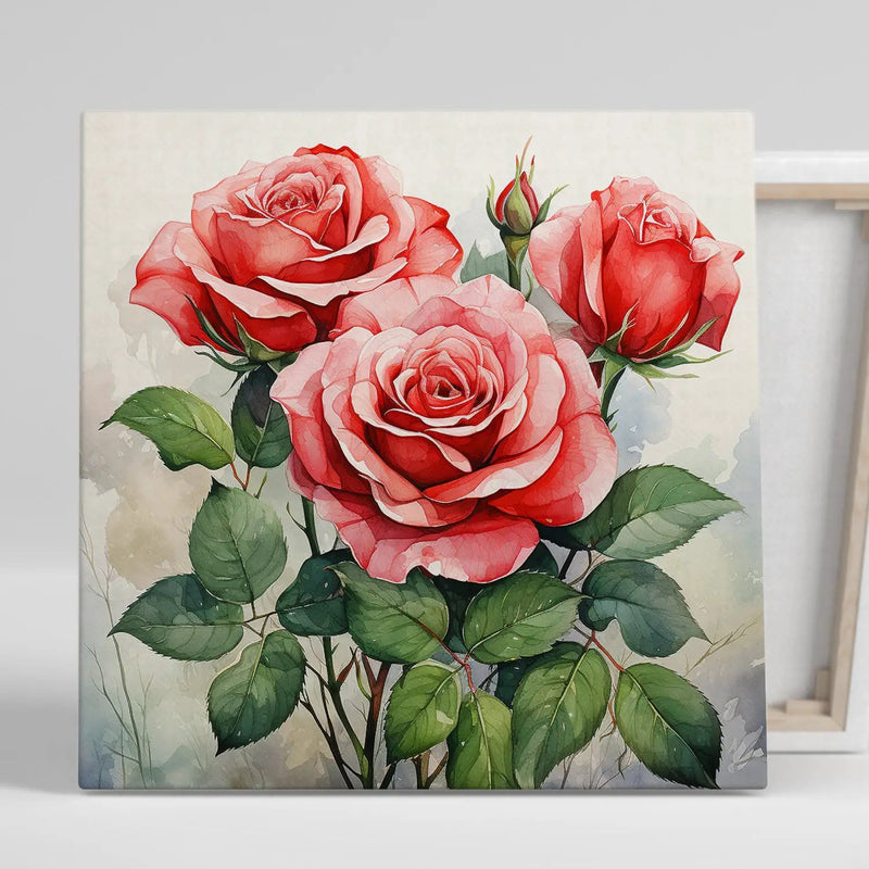 Vibrant Red Floral Canvas Print for Living Room Bedroom Home and Office Wall Decor