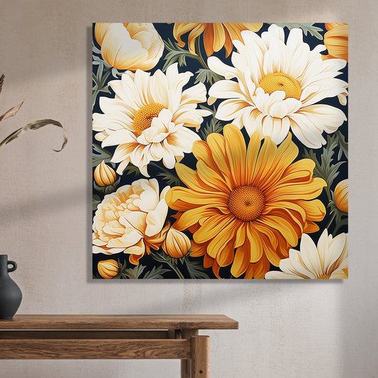 Floral Canvas Painting - Vibrant Large Canvas Art for Wall Decor