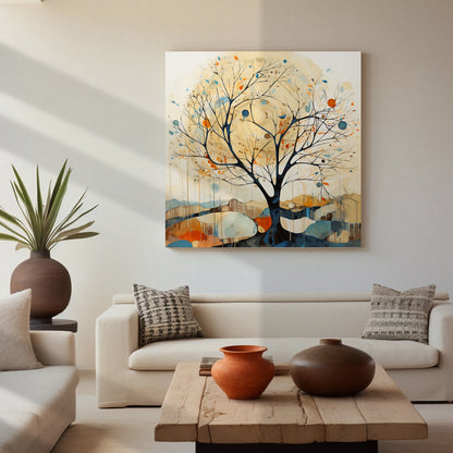 Nature Inspired Vibrant Tree Canvas Print for Living Room Bedroom Home and Office Wall Decor