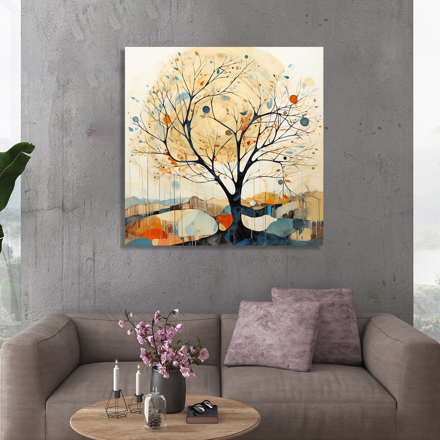 Nature Inspired Vibrant Tree Canvas Print for Living Room Bedroom Home and Office Wall Decor