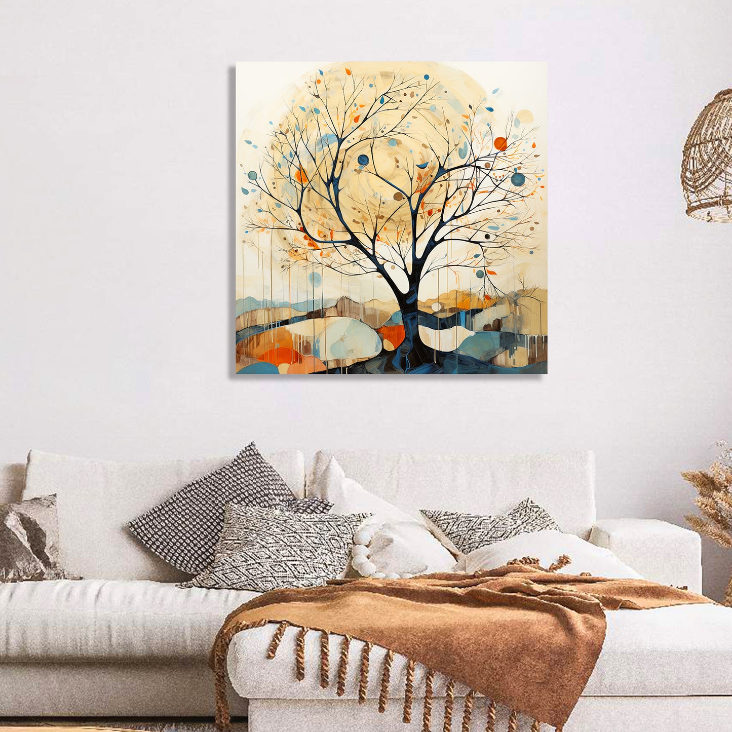 Nature Inspired Vibrant Tree Canvas Print for Living Room Bedroom Home and Office Wall Decor