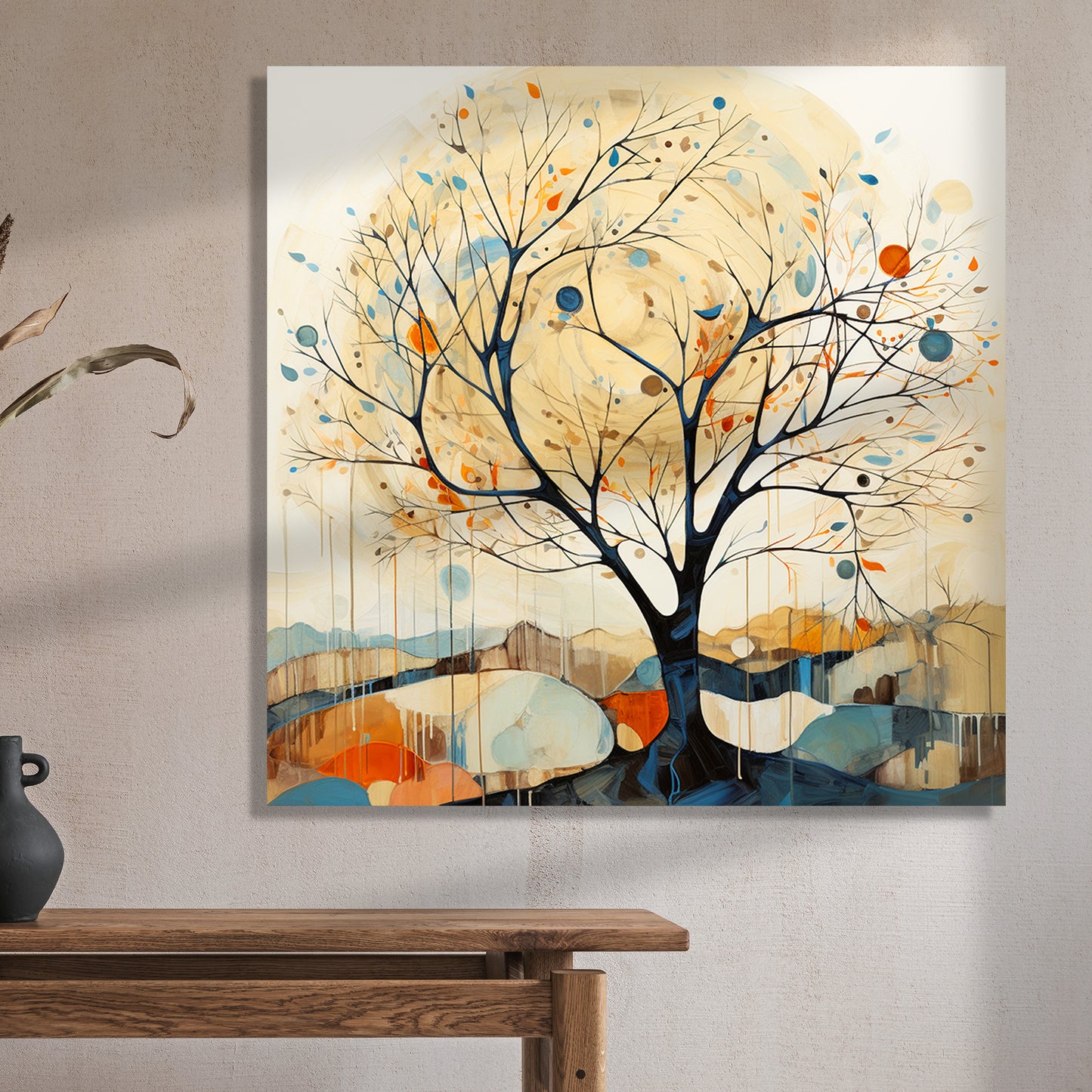 Nature Inspired Vibrant Tree Canvas Print for Living Room Bedroom Home and Office Wall Decor