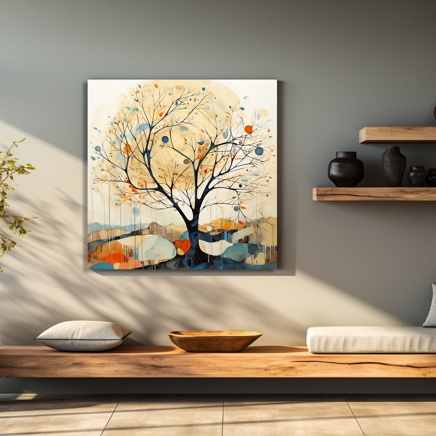 Nature Inspired Vibrant Tree Canvas Print for Living Room Bedroom Home and Office Wall Decor