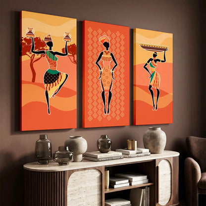 Warli Art Canvas Art Print Set For Home Décor