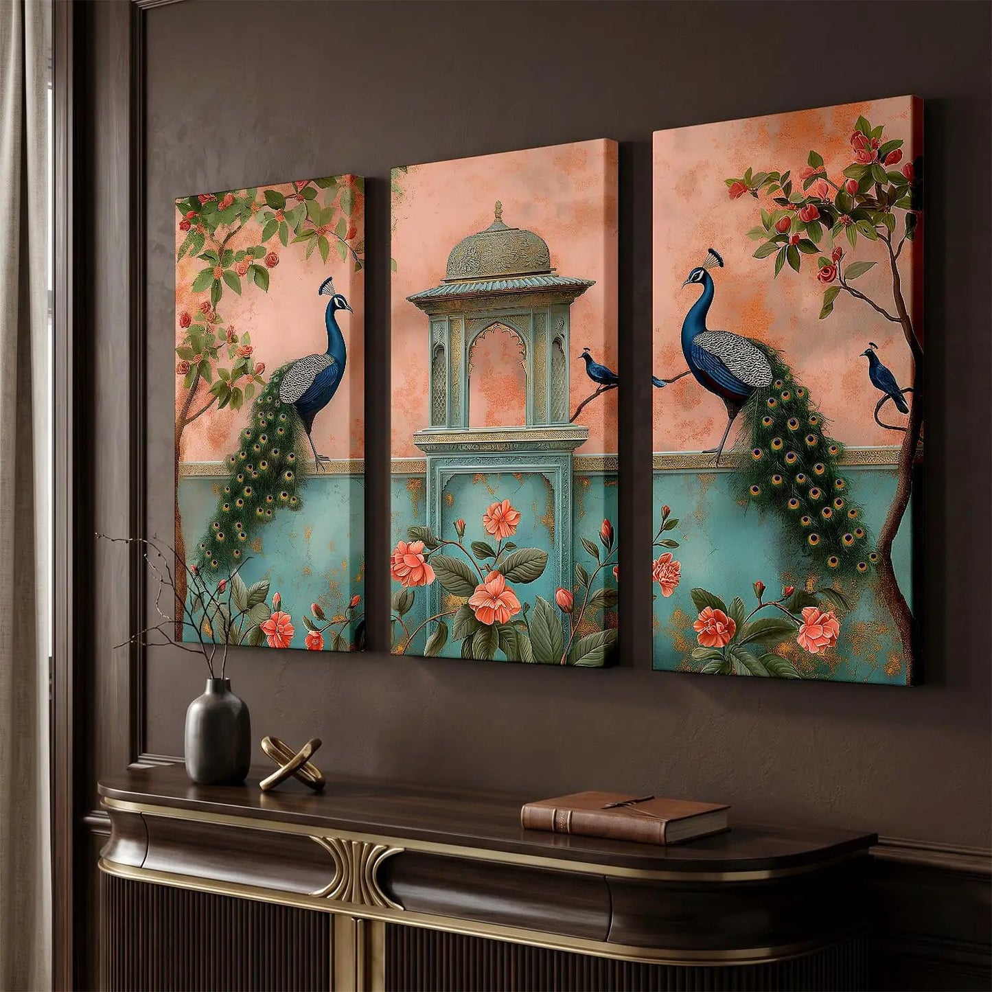 Traditional Peacock Art Wall Canvas For Home Décor And Living Room