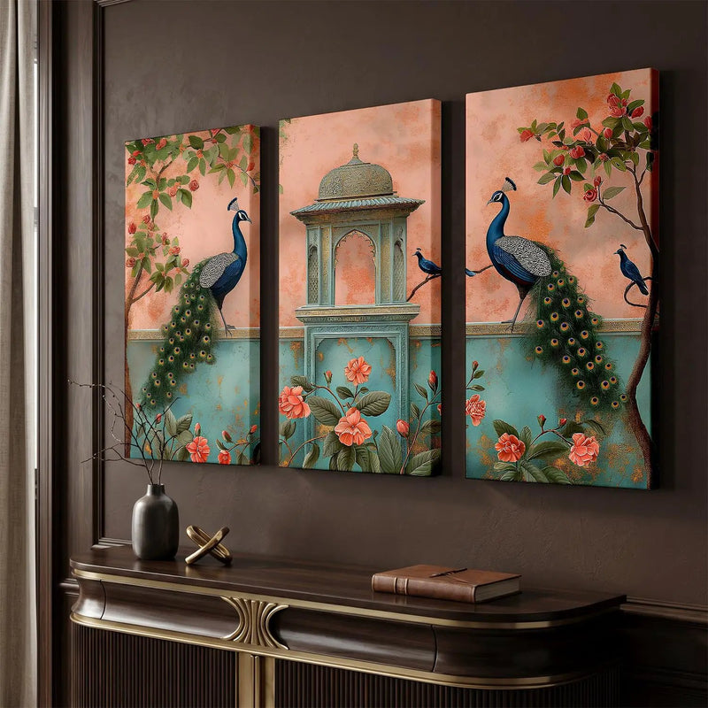 Traditional Peacock Art Wall Canvas For Home Décor And Living Room