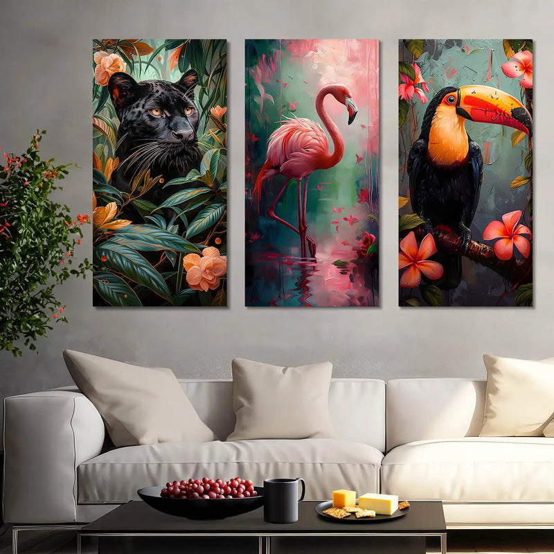 Vibrant Birds Canvas Wall Print for Wall Decoration