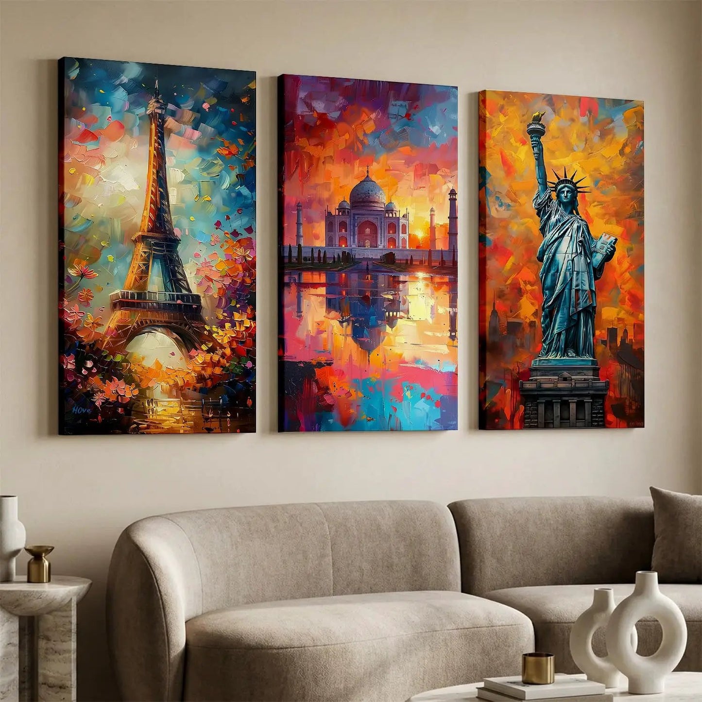 Travel Inspired Vibrant Canvas Wall Print for Wall Decoration