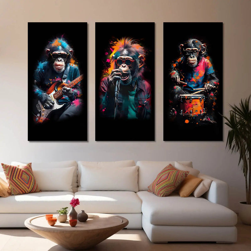 Monkey Modern Wall Art Canvas Art Print Set For Home Décor