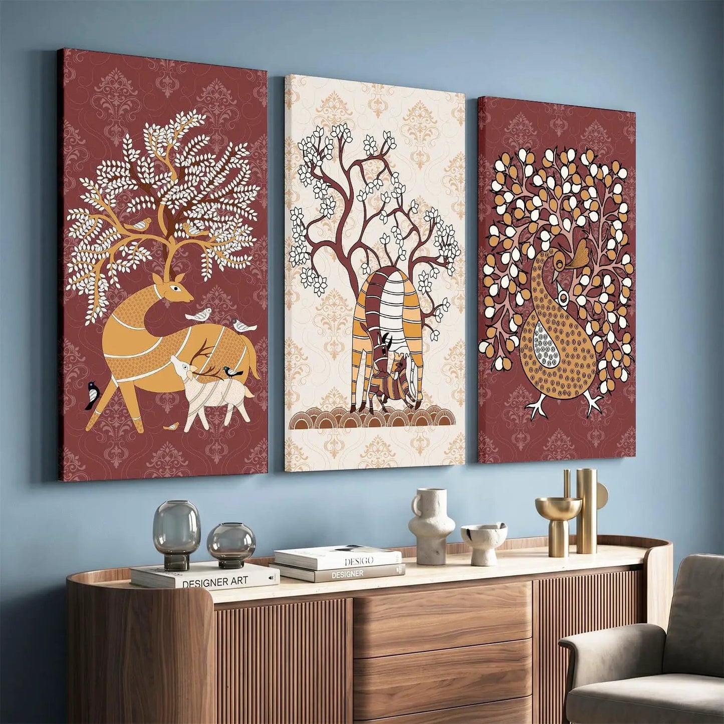 Gond Wall Art Canvas, Wall Print for Living Room Wall Decoration