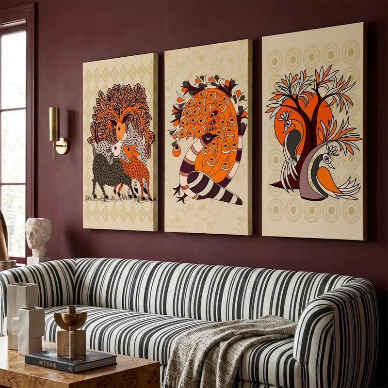 Gond Wall Art Canvas, Wall Print for Living Room Wall Decoration