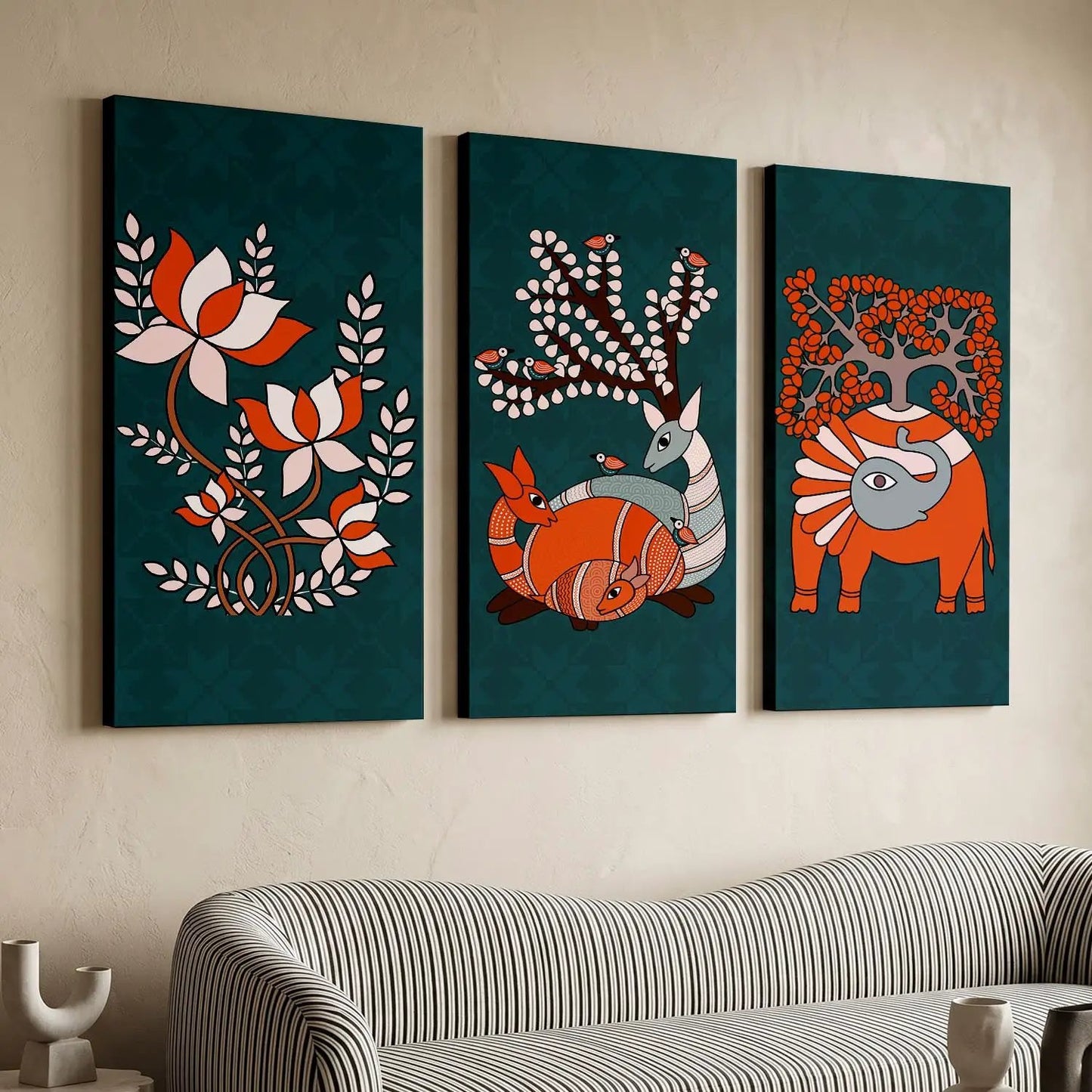 Gond Wall Art Canvas, Wall Print for Living Room Wall Decoration