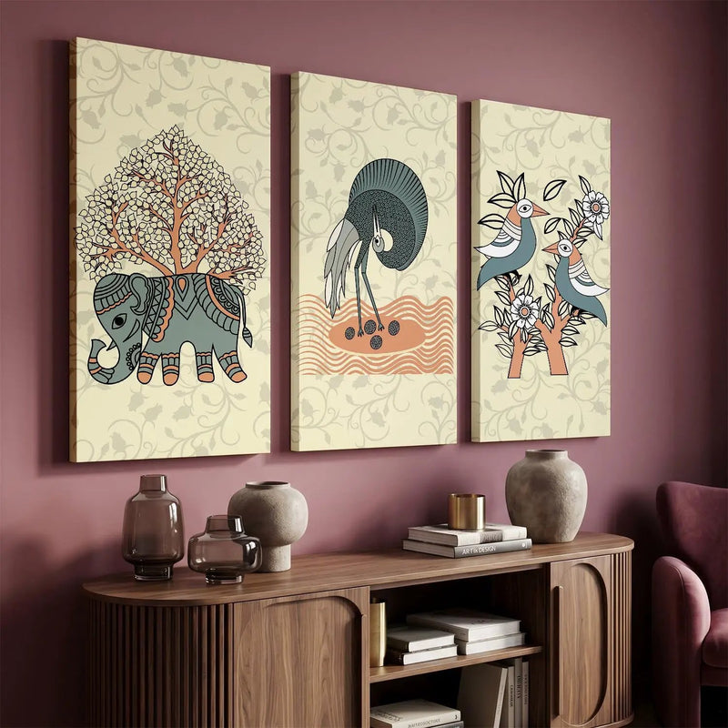 Gond Wall Art Canvas, Wall Print for Living Room Wall Decoration