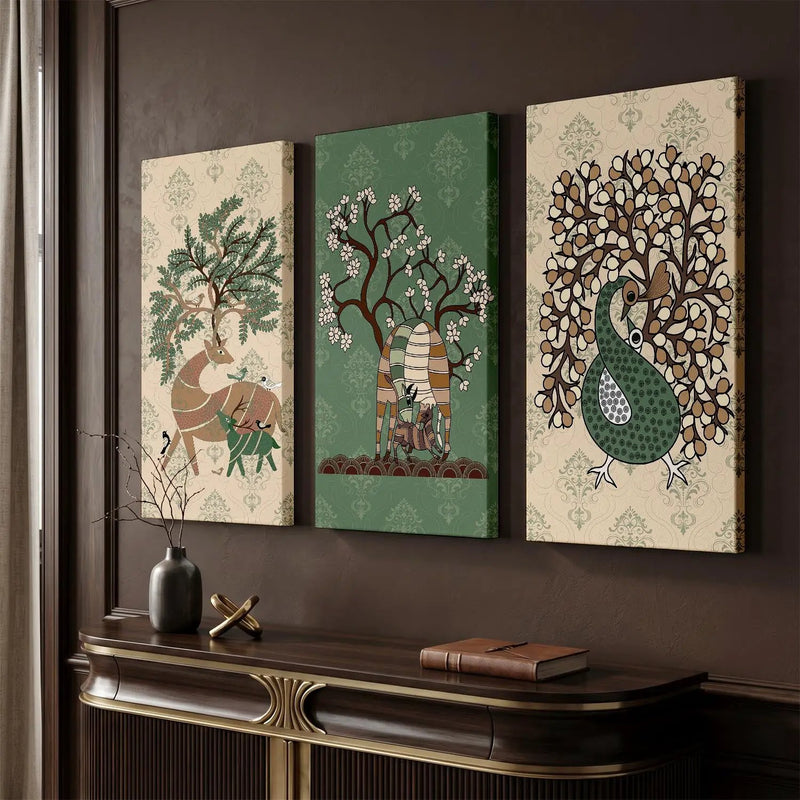 Gond Wall Art Canvas, Wall Print for Living Room Wall Decoration