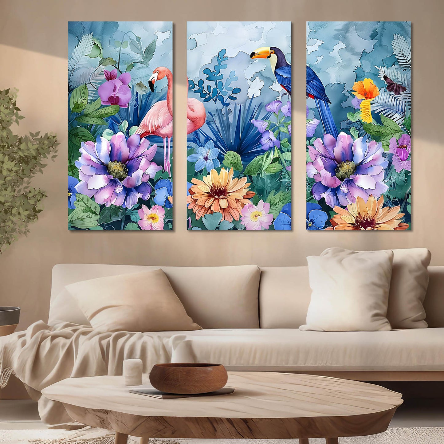 Floral Wall Art Canvas, Wall Painting for Living Room Wall Decoration