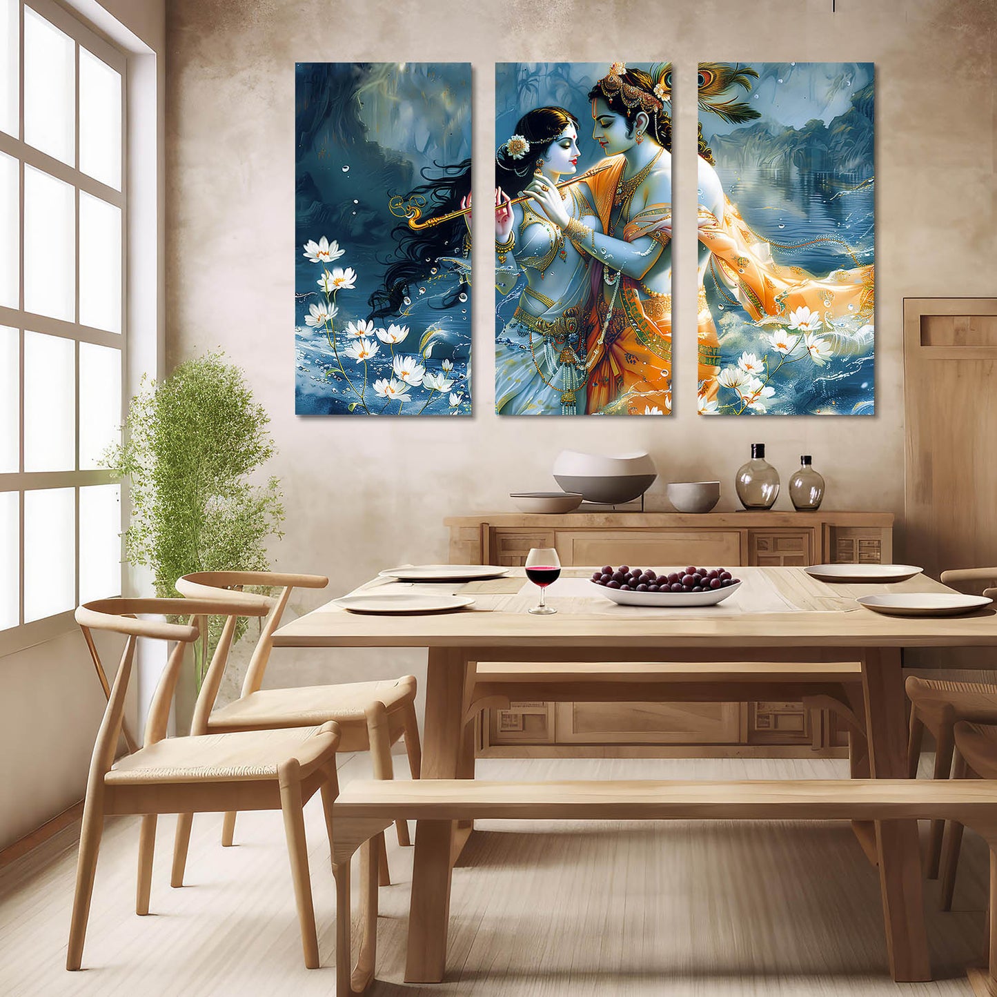 Indian God Krishna Ji Wall Art Canvas, Wall Print for Living Room Wall Decoration
