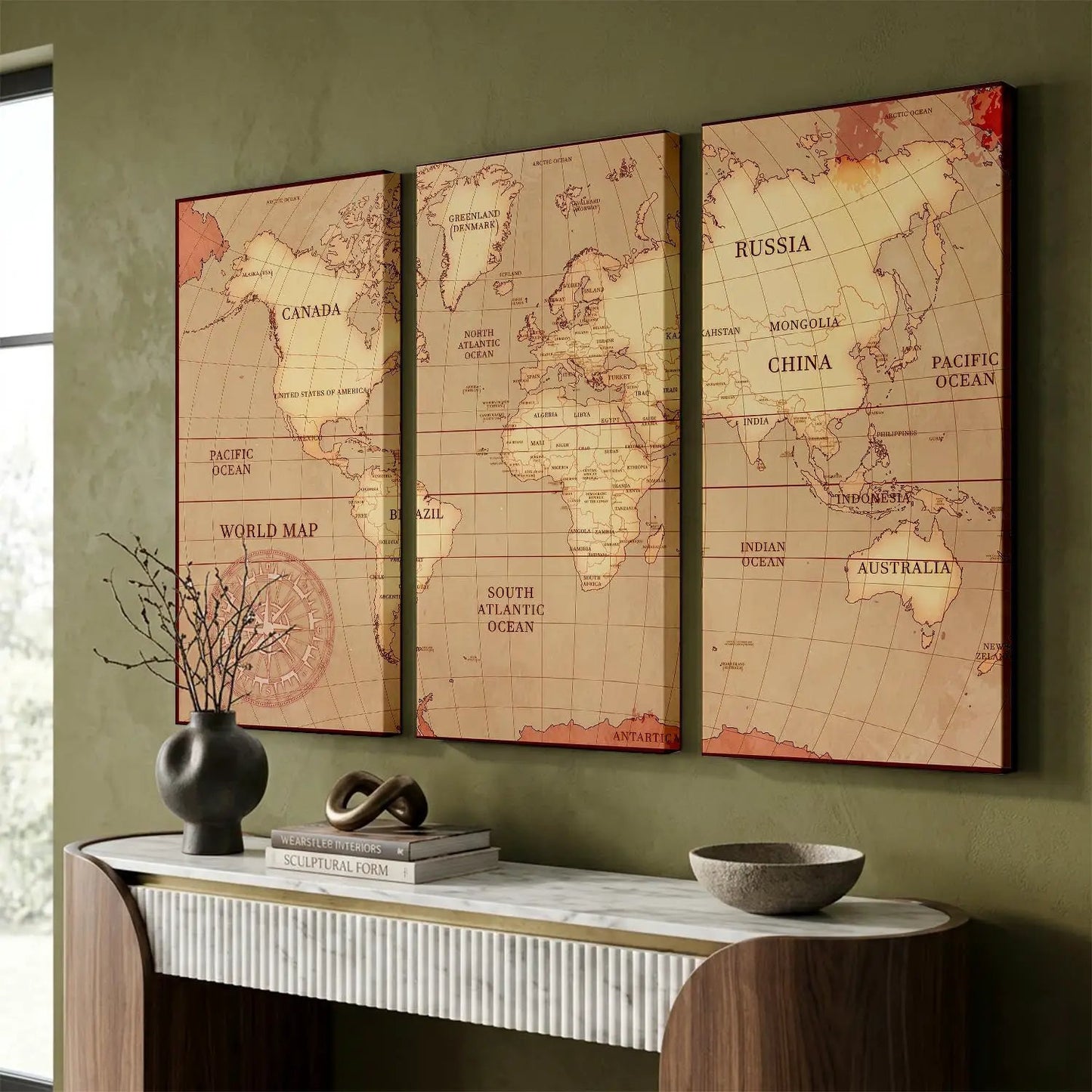 Map Wall Art Canvas, Wall Print for Living Room Wall Decoration