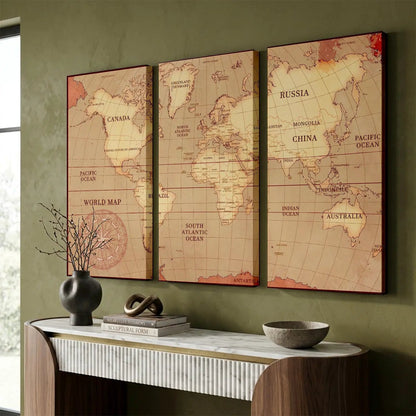 Map Wall Art Canvas, Wall Print for Living Room Wall Decoration