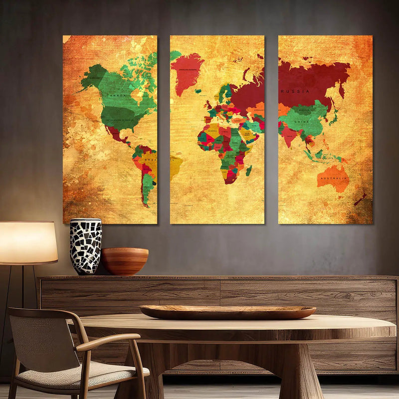 Map Wall Art Canvas, Wall Print for Living Room Wall Decoration