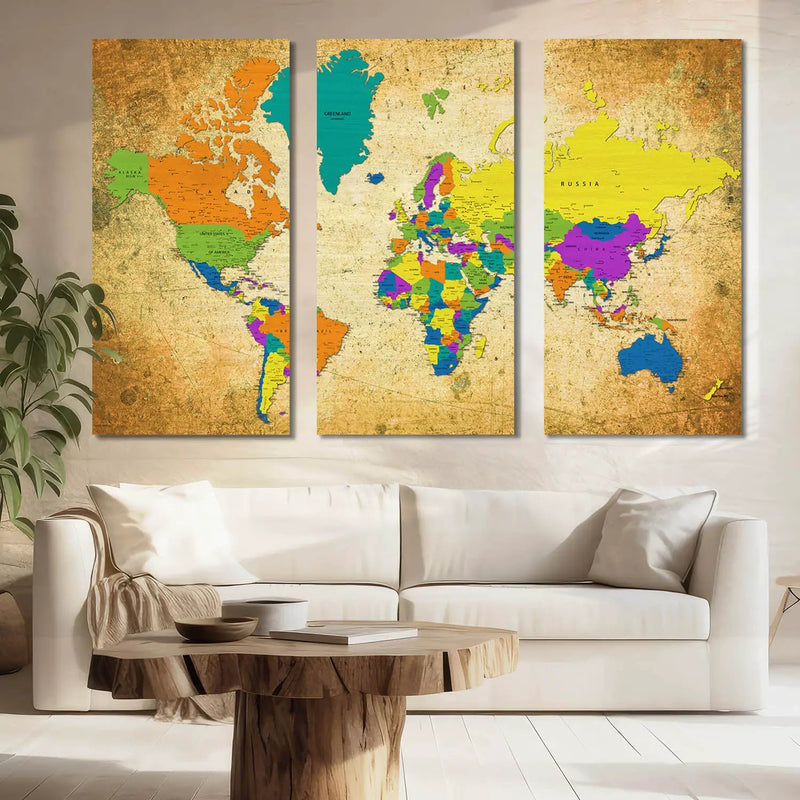 Map Wall Art Canvas, Wall Print for Living Room Wall Decoration