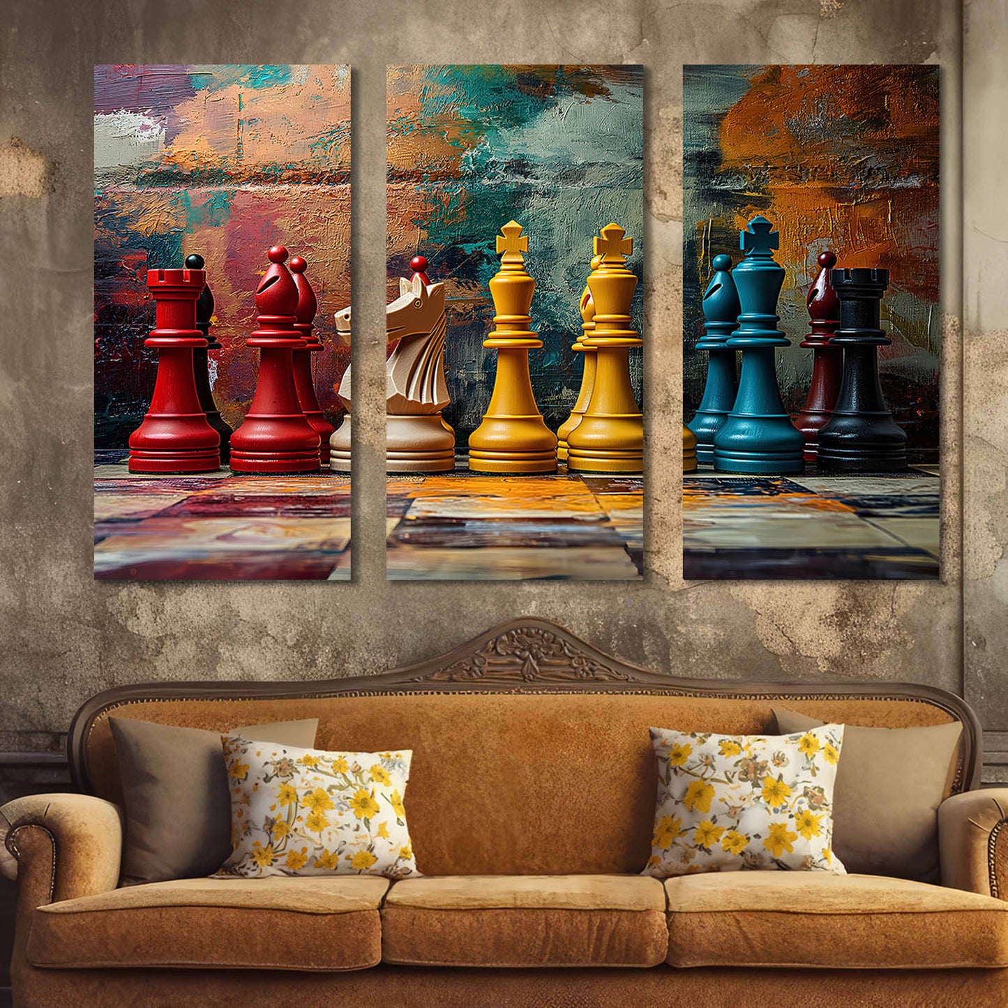 Abstract Chess Wall Art Canvas For Home Decor Office Living Room