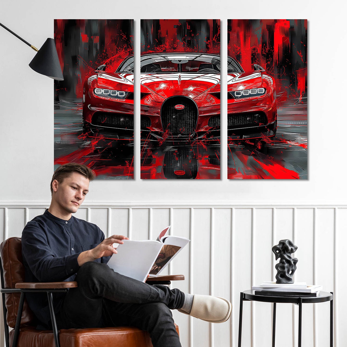 Red Bugatti Chiron Wall Art Canvas For Home Décor Office Living Room