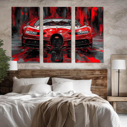 Red Bugatti Chiron Wall Art Canvas For Home Décor Office Living Room